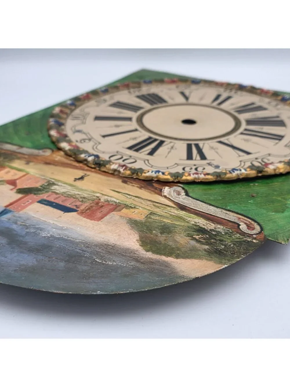 Clock Face Hand Painted Metal 1890s Dutch Longcase Table decor Decoration Face